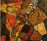 Egon Schiele Canvas Paintings - Agony _The Death Struggle